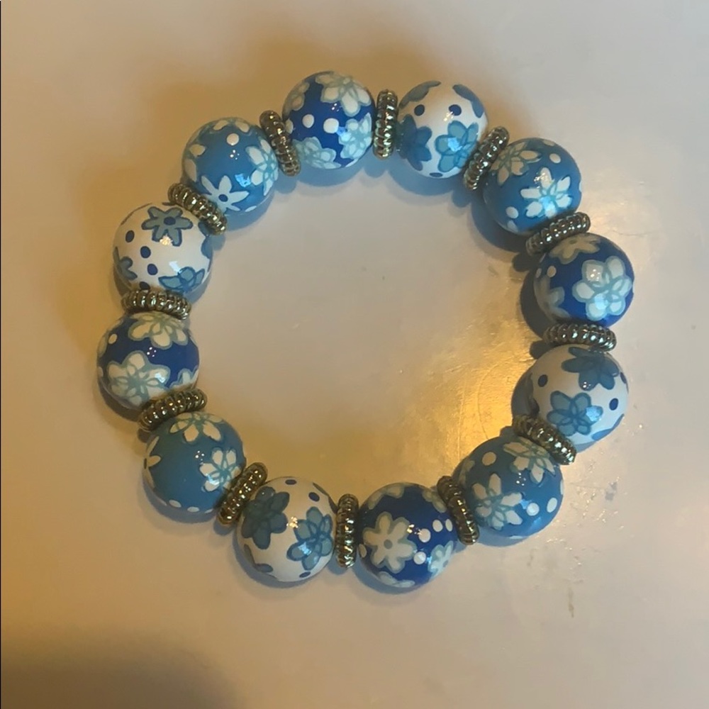 Angela Moore hand painted beaded bracelet
